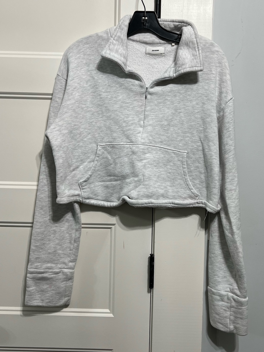 Joah Brown Crop Zip Sweatshirt